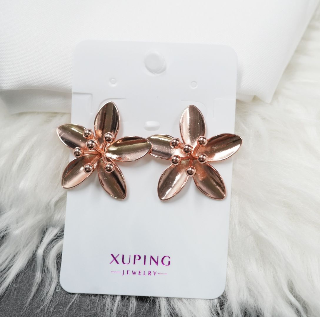 ARETE RODIO FLOR ROSADO